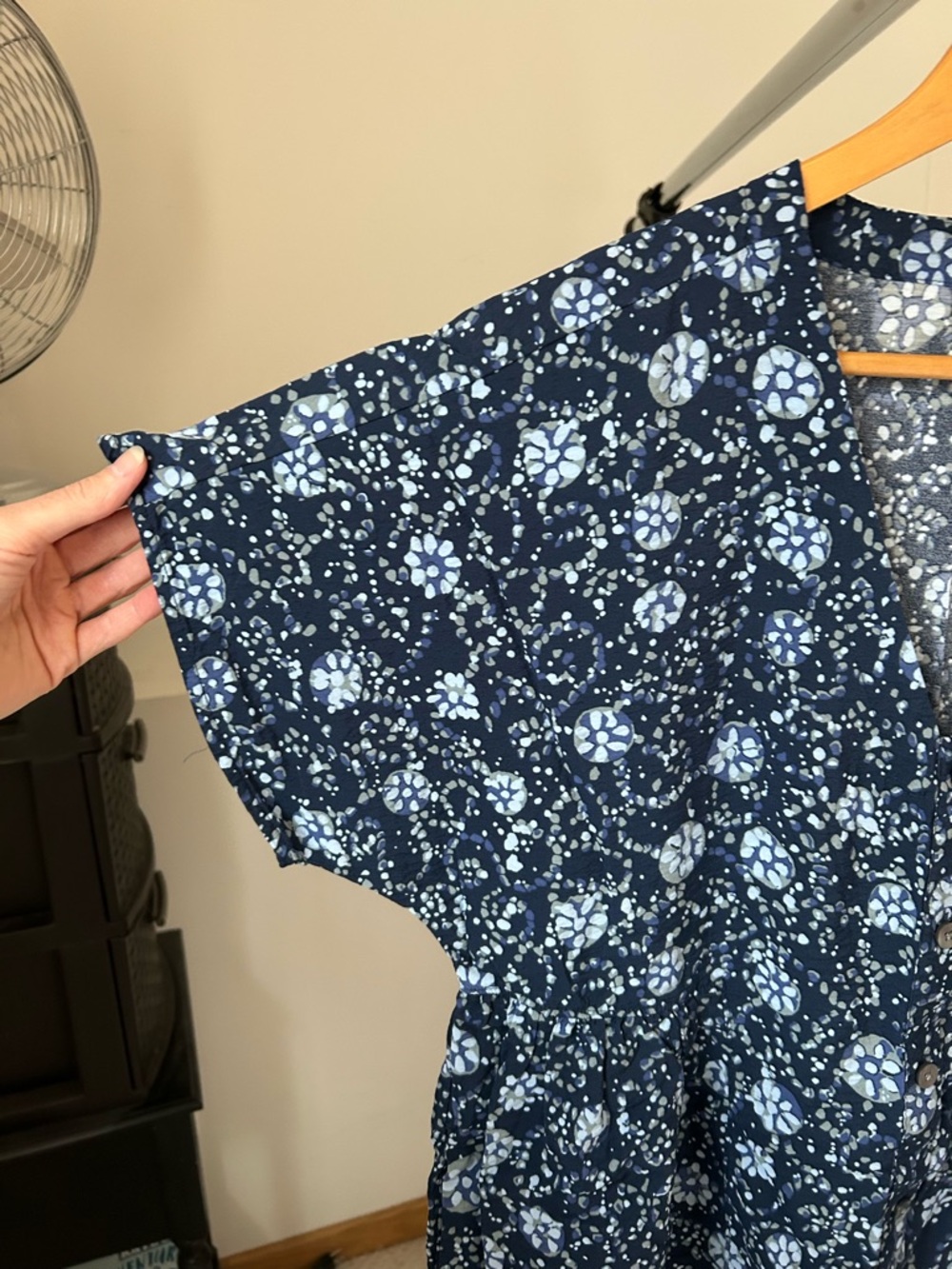 Madewell Button Front V-Neck Floral Mini Dress Blue Large - Picture 4 of 13